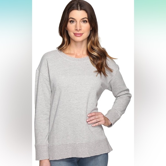 JOES JEANS Leira Hi-Lo Distressed Heather Gray Sweatshirt W/Zipper back size S - Picture 8 of 9